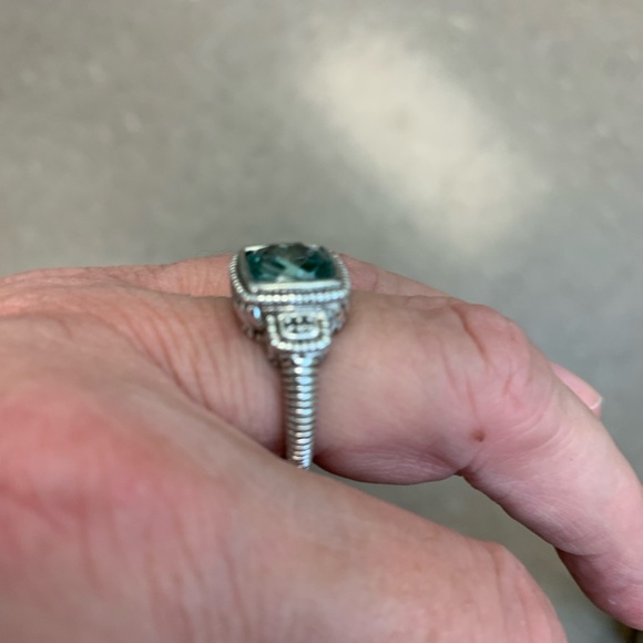 Judith Ripka SS, green amethyst and CZ -size 6.75 ring - Picture 13 of 14